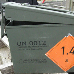 Danish Metal Ammo Box. .30-Cal. Olive Green.