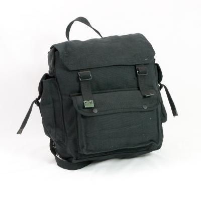 Cotton-Webbing Large 3-Pocket Backpack. Black.