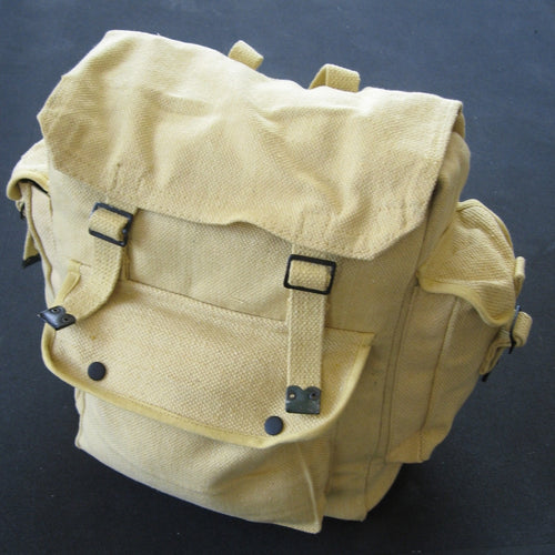 Cotton-Webbing Large 3-Pocket Backpack. New. Creamy Khaki.