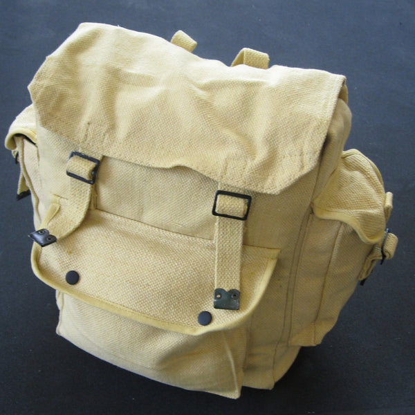 Cotton-Webbing Large 3-Pocket Backpack. Light Khaki.
