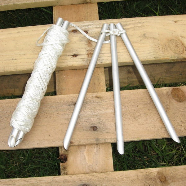 British Aluminium I.P.K Pegs + 15Mts. White Cord.