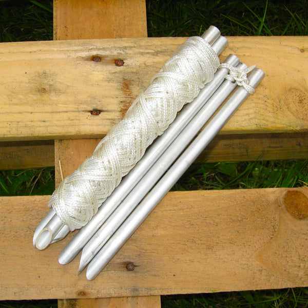 British Aluminium I.P.K Pegs + 15Mts. White Cord.