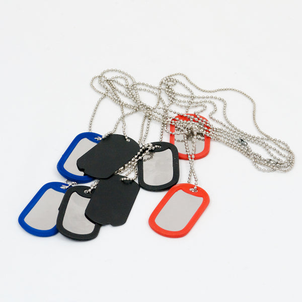 Dog Tag Set. New. Silver / Colours.