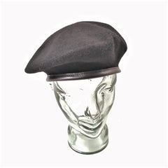 Premium Wool Beret With Leather Binding. New. Black.