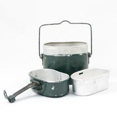 Cook: West German Aluminium Billy Set. Used / Graded. Olive.