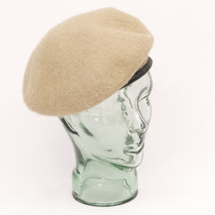 Standard Wool Beret With Leather Binding. New. Sand.