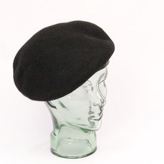 Standard Wool Beret With Leather Binding. New. Black.