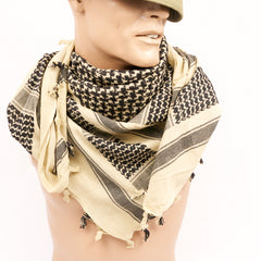 Cotton Shemagh Scarf. New. Sand & Black.