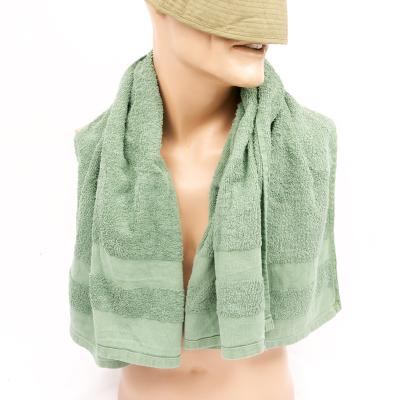 British Cotton Towel. Used/Graded Stock. Olive Green.