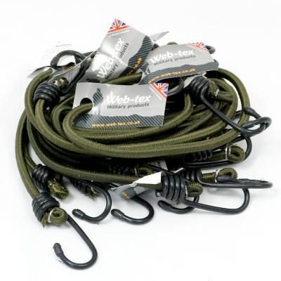 Bungees With Hooks. 30" x10. Olive Green.