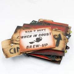 'When In Doubt Brew Up' Sign. Wooden - Gen-2. New. Black / Rust / White.