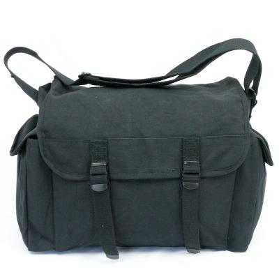 Cotton-Canvas Large 2-Pocket Haversack. Black.