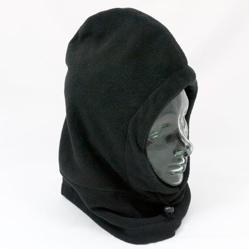 Open Face Hoody-style Balaclava in Poly / Fleece. Black.