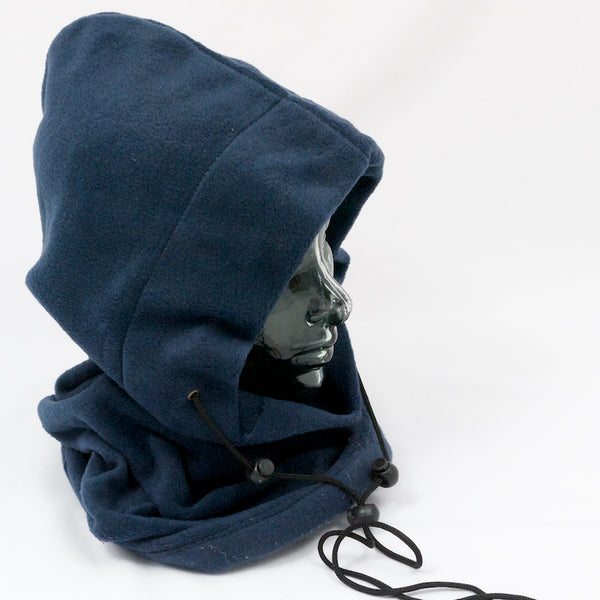 Open Face Long Hoody-style Balaclava in Poly / Fleece. Blue.