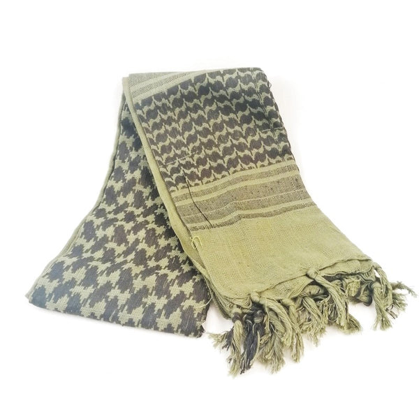 Cotton Shemagh Scarf. New. Olive & Black.