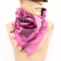 Cotton Shemagh Scarf. New. Hot-pink & Black.