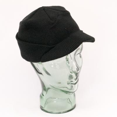 Acrylic Premium Peaked Skip Hat. Black.