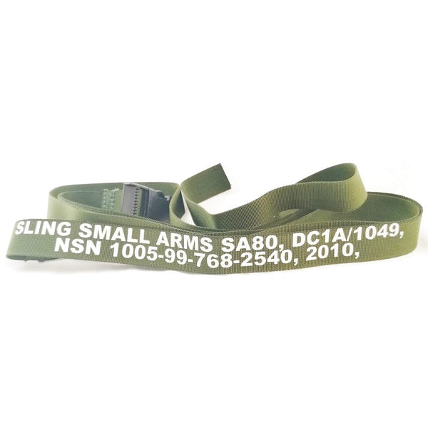 Weapons & Cleaning:  SA80 Rifle Sling. British. Used/Graded. Olive Green.