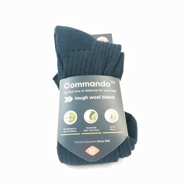 Socks: HJ Commando™ Sock. 3K. 60% Wool. New. Black.