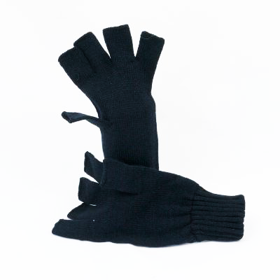 Standard Fingerless Gloves in Acrylic. Black.